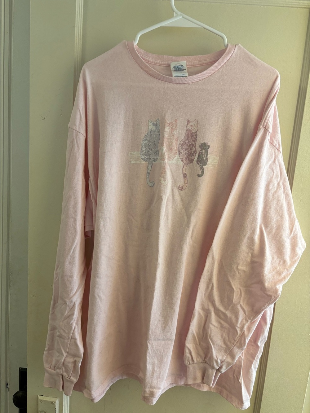 Delta Pink Tee with Multicolor Cat Silhouettes